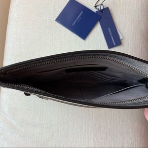 REBECCA MINKOFF: silver metallic clutch